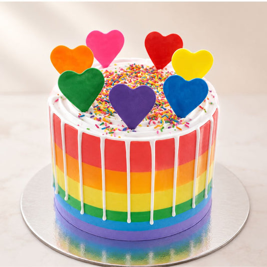 Rainbow Heart Drip Cake