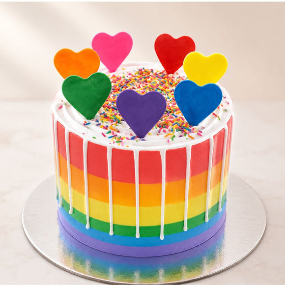 Rainbow Heart Drip Cake