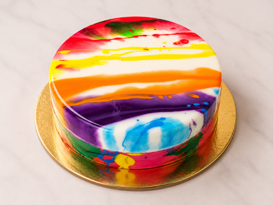 Rainbow Marble Mirror Cake