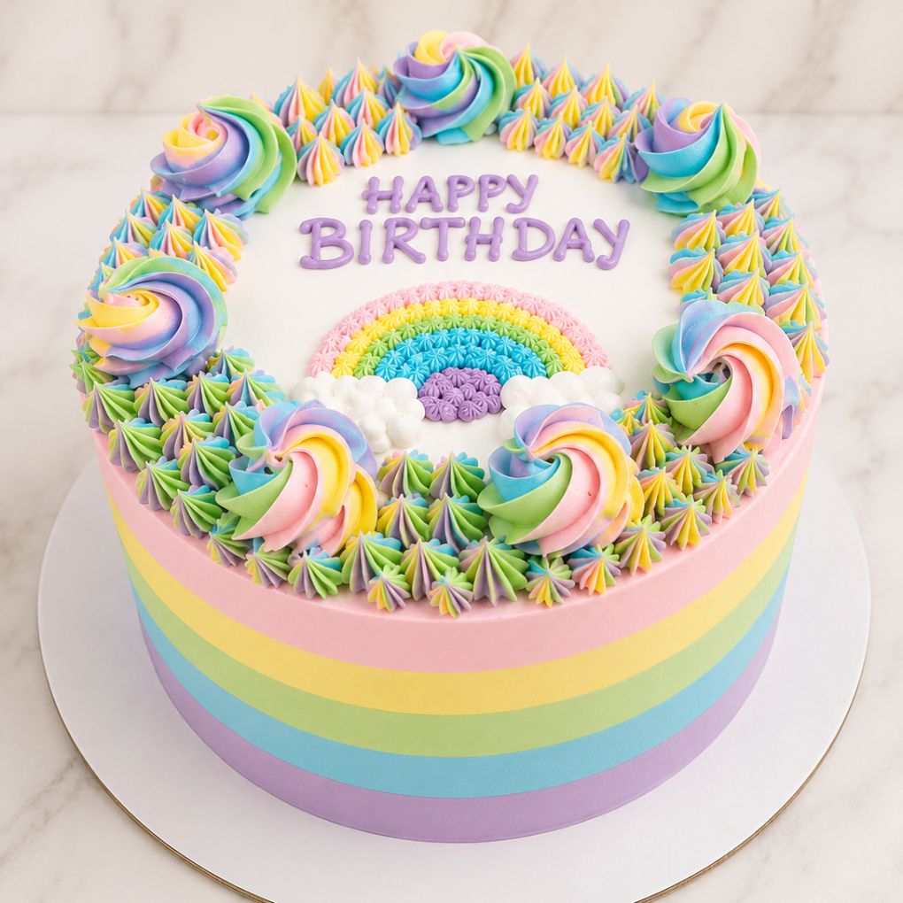 Rainbow Pastel Birthday Cake