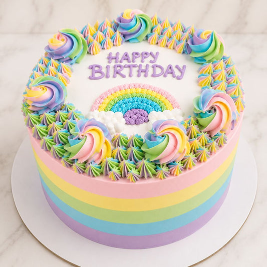 Rainbow Pastel Birthday Cake