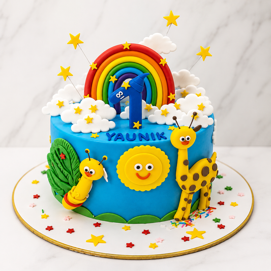 Rainbow Safari First Cake