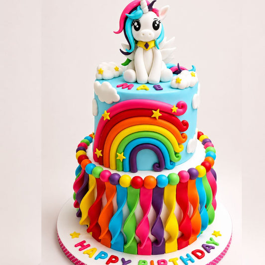 Rainbow Unicorn Celebration Cake