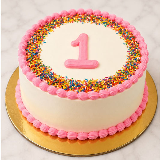 Rainbow Sprinkle First Birthday Cake