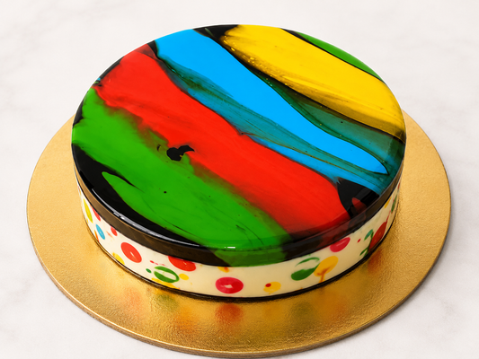 Rainbow Stripe Mirror Cake