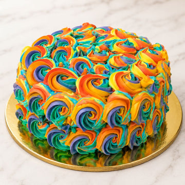 Rainbow Swirl Celebration Cake