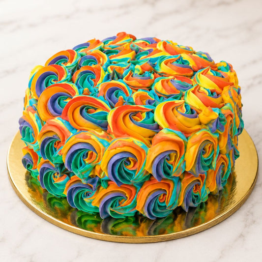 Rainbow Swirl Celebration Cake