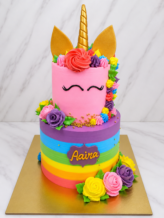 Rainbow Unicorn Tier  Cake