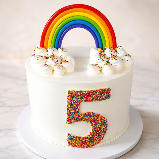 Rainbow Theme Number 5 Birthday Cake