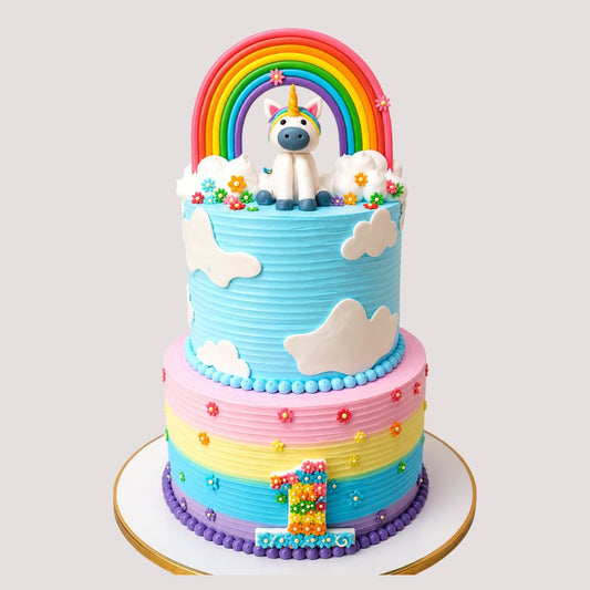 Rainbow Unicorn Sky Theme Cake