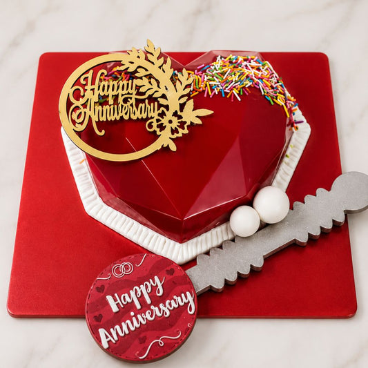 Red Heart Anniversary Cake