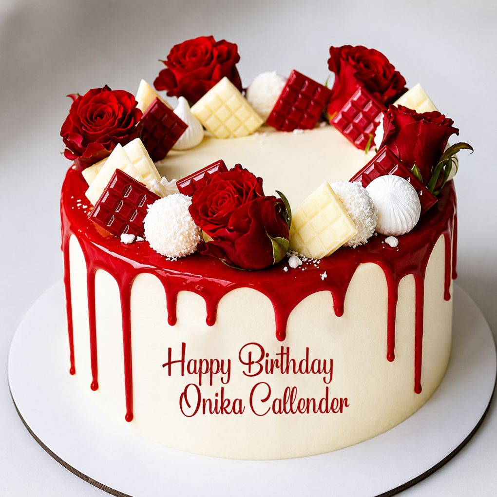 Red Rose Drip Birthday Cake