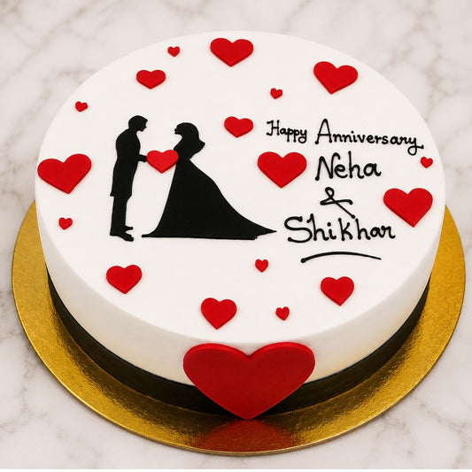 Romantic Anniversary Couple Cake