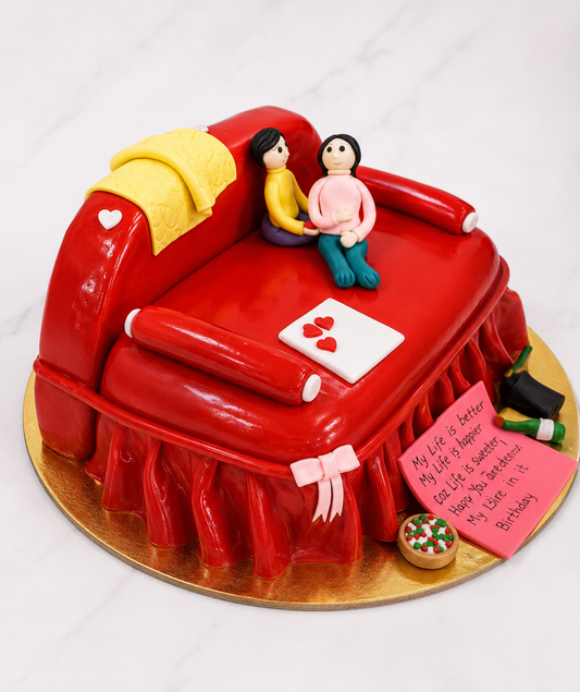 Romantic Couple Sofa Theme Cake