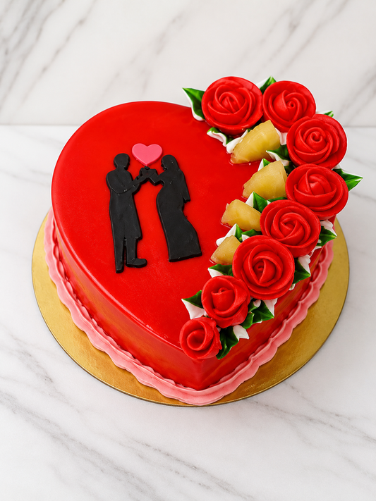 Romantic Heart Rose Cake