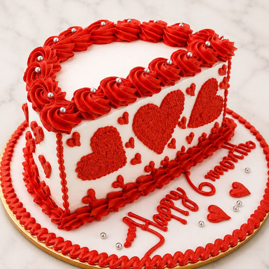 Romantic Heart Anniversary Cake