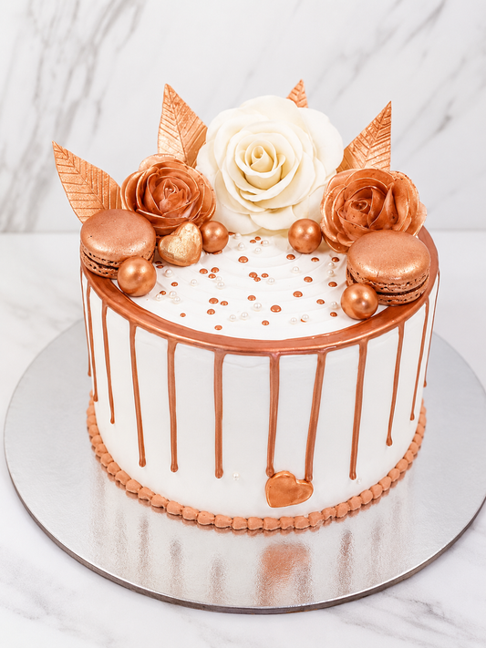 Rose Gold Floral Drip Cake