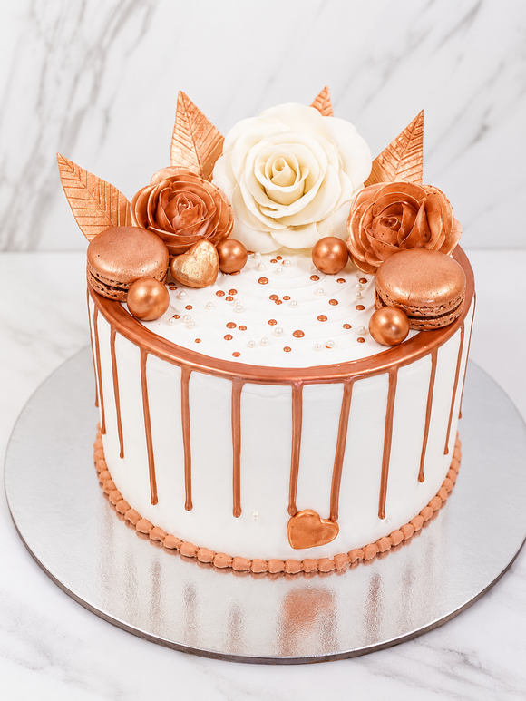 Rose Gold Floral Drip Cake