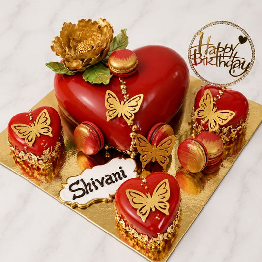 Royal Red Heart Birthday Cake