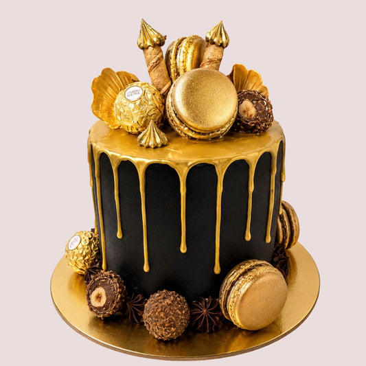 Royal Black Gold Drip Cake