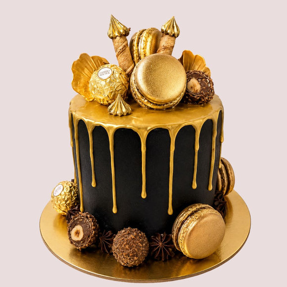 Royal Black Gold Drip Cake
