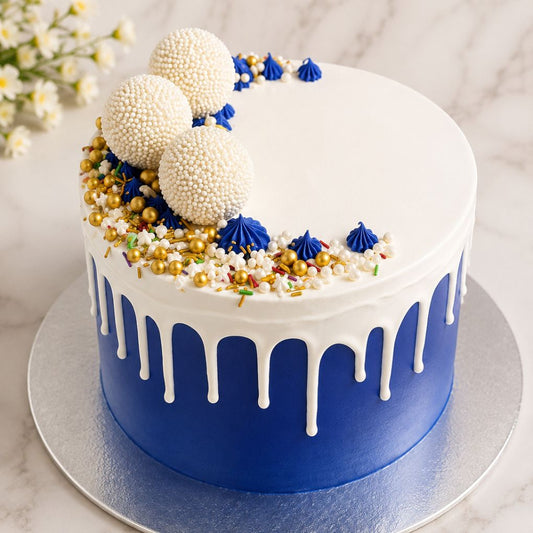 Royal Blue Drip Celebration Cake