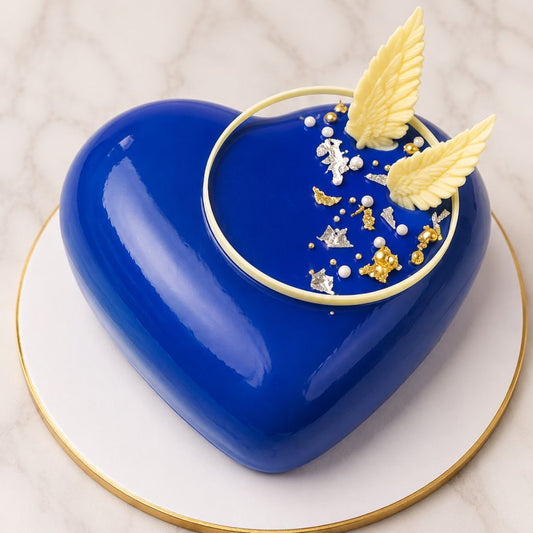 Royal Blue Mirror Heart Cake