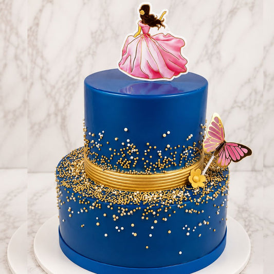 Royal Blue Princess Theme Cake