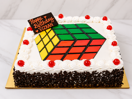 Rubik_s Cube Theme Birthday Cake