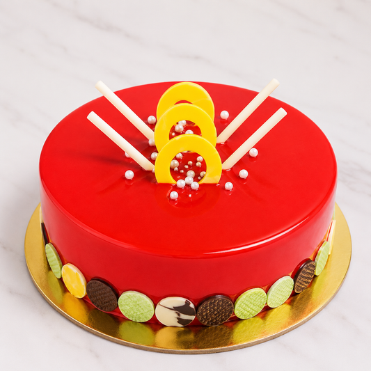 Ruby Red Mirror Glaze Cake