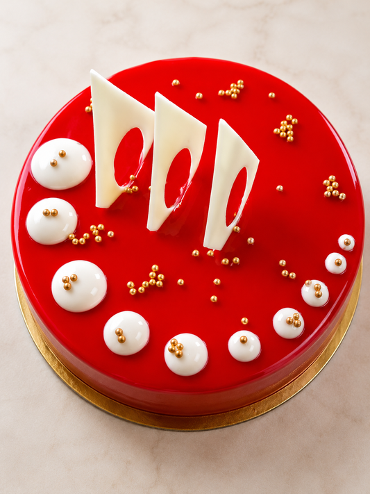 Ruby Red Mirror Glaze Cake