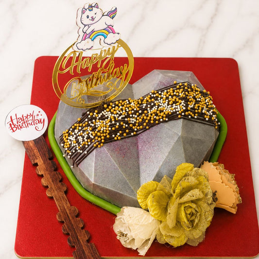 Silver Heart Pinata Birthday Cake