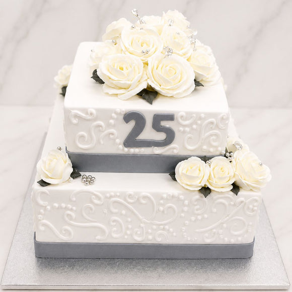 Silver Jubilee Floral Celebration Cake