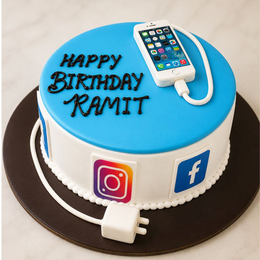 Social Media Smartphone Birthday Cake