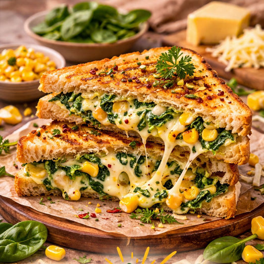 Spinach and Corn with Cheese Sandwich