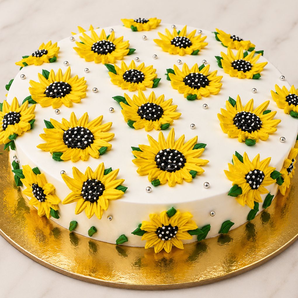 Sunflower Floral Celebration Cake