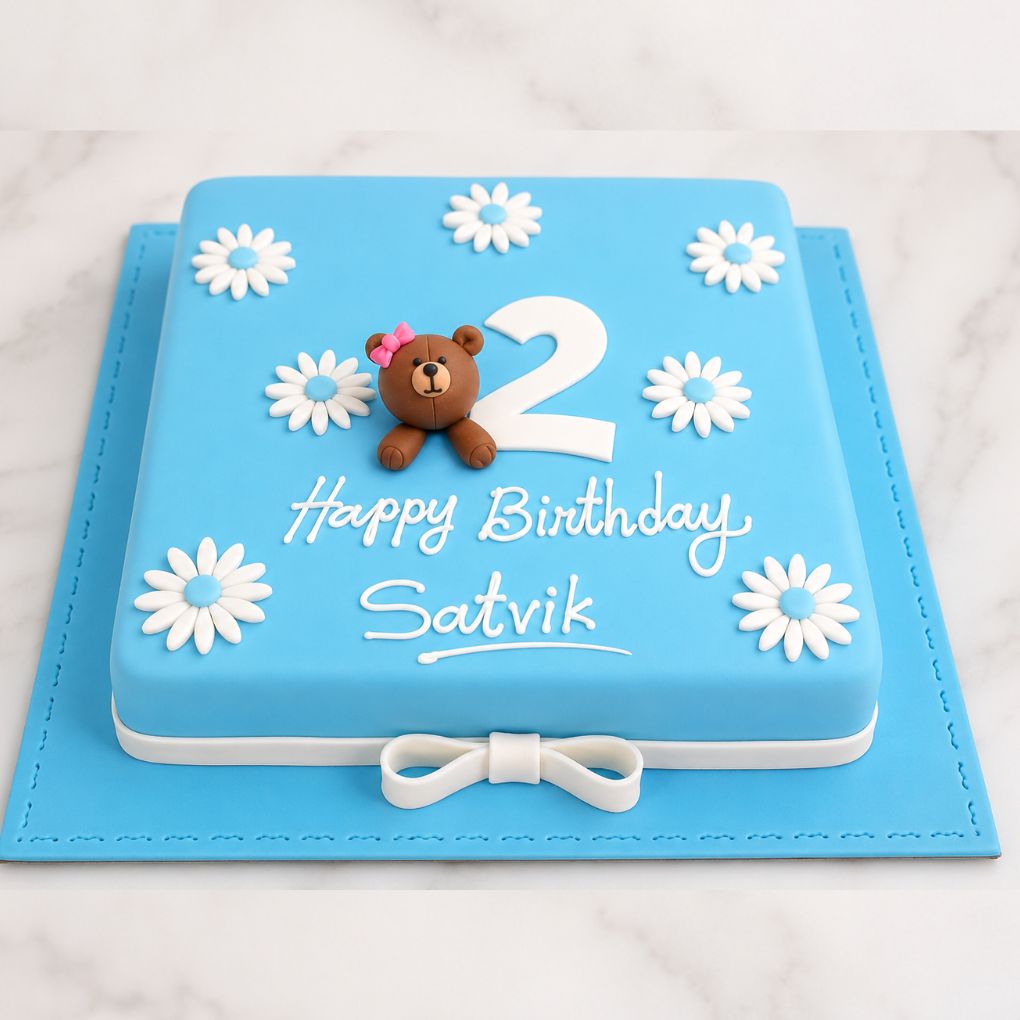 Teddy Daisy Birthday Cake