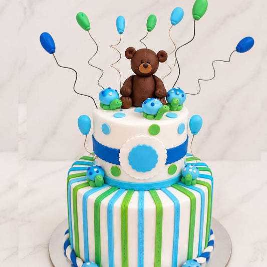 Teddy Bear Balloon Theme Cake