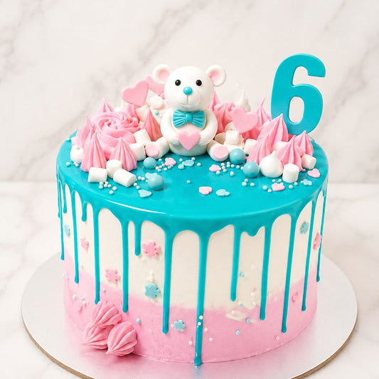 Teddy Drip Birthday Cake