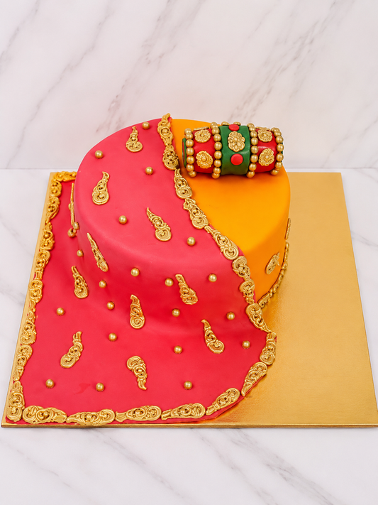 Traditional Bridal Saree Theme Cake