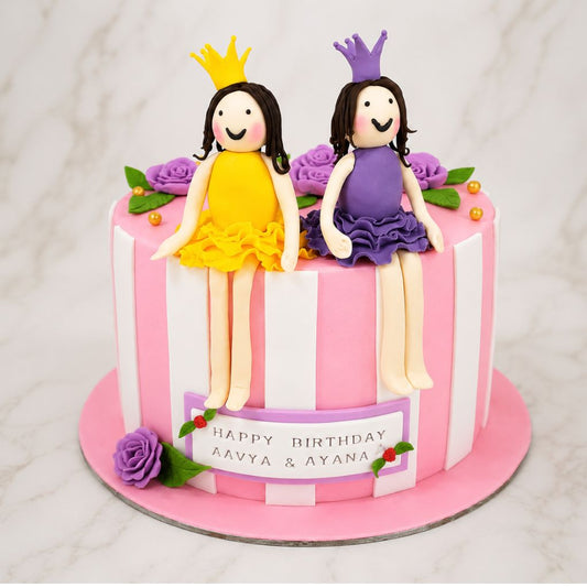 Twin Princess Fondant Cake