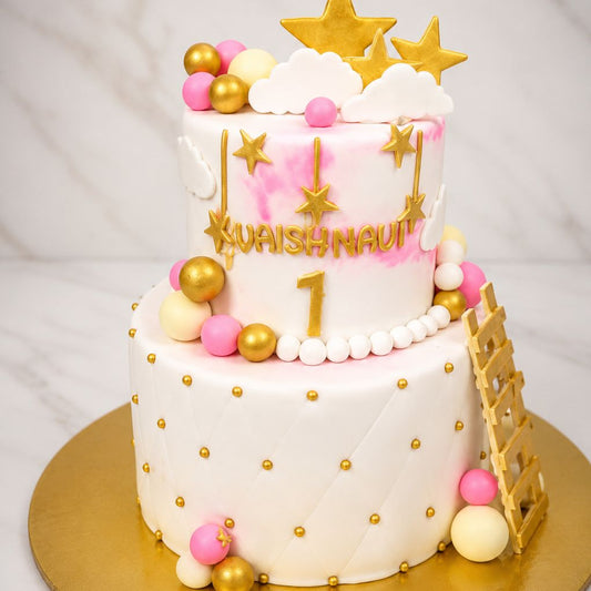 Twinkle Star First Birthday Cake