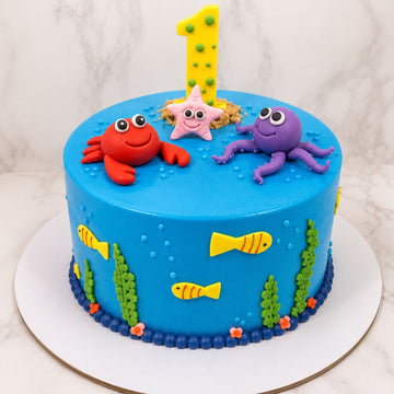 Under The Sea Theme First Birthday Cake