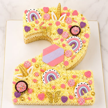 Unicorn Rainbow Number Cake