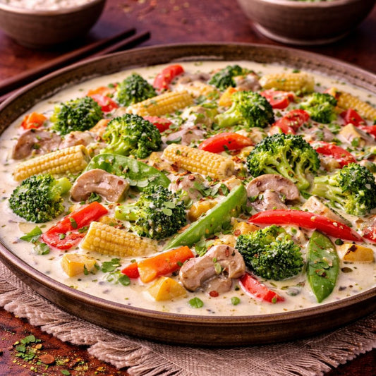 Vegetable in Cream and Garlic Sauce