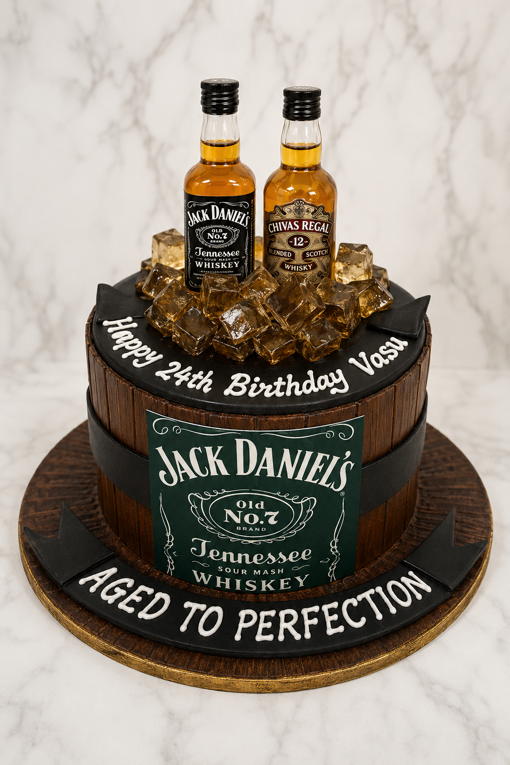 Whiskey Barrel Celebration Cake